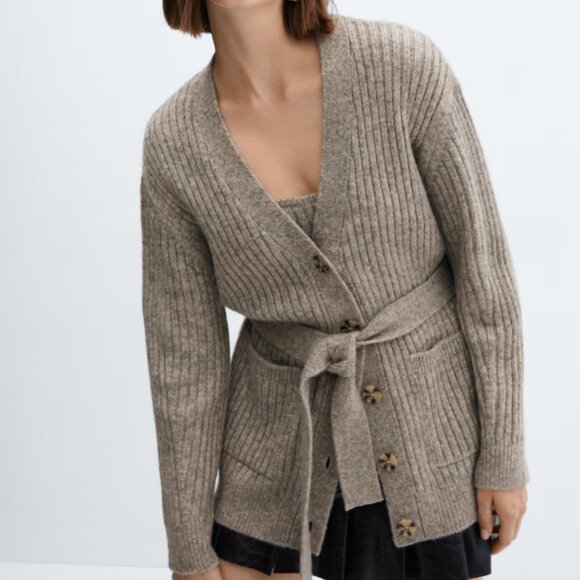 Mango Buttoned Ribbed Cardigan - Picture 2 of 6